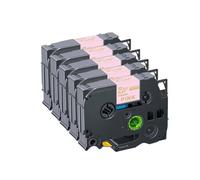 IJOSADON 3/5 pcs compatibles RE34 Ruban d'étiquette de Ruban satiné Compatible avec Le Fabricant d'étiquettes RN34 RW34 R234 R231 RE31 12 mm(5PK Gold on Pink)