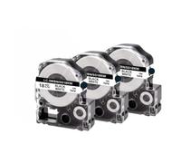 IJOSADON 3PK SS18KW 18 mm Noir sur Les Bandes d'étiquette Blanche compatibles avec Les imprimantes King Kim 5WBN LW-500 LW-400