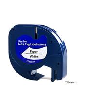 IJOSADON 91330 91200 91220 Recharges de Papier de Bande 12 mm x 4m Noir sur Blanc Compatible avec LT-100T LT-100H QX50 Machines d'imprimante d'étiquette(1PCS Black on White)