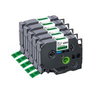 IJOSADON Compatible 5/10/20 Pack de 12 mm Rucker étiquette TZE231 Compatible avec l'imprimante d'étiquette PTH110 Compatible avec TZE231 TZE131 TZE531 TZE631 TZE334 TZE335(5PK Black on Green)