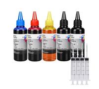IJOSADON Kit de Recharge d'encre en Bouteille de 100ml, Compatible avec Les imprimantes 121 122 123 140 141 300 301 302 304 650 652 21 22 901 350 351 60 61(100ML-5)