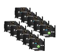 IJOSADON Paquet de 5 Rubans AZE 231 12mm Ruban d'étiquettes laminé Noir sur Blanc Compatible avec TZ 231 TZe 241(10PK Gold on Black)