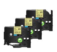 IJOSADON Paquet de 5 Rubans AZE 231 12mm Ruban d'étiquettes laminé Noir sur Blanc Compatible avec TZ 231 TZe 241(3PK Black on Gold)