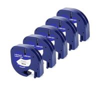 IJOSADON Rassette d'étiquette Compatible 12 mm Compatible avec LT100H 100T Comprend 5 10 20 Pack 91201 12267 91221 91331 91202 91200(5PK Black on White)