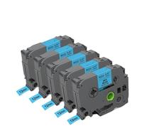 IJOSADON Ruban d'étiquettes en Ruban de Satin TZe, 5 pièces, TZe-R234 Blanc, Compatible avec l'imprimante d'étiquettes Cube(Black on Sky Blue)