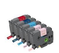 IJOSADON Ruban d'étiquettes en Ruban de Satin TZe, 5 pièces, TZe-R234 Blanc, Compatible avec l'imprimante d'étiquettes Cube(Mixed Color 2)