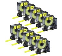 IJOSADON Rubans d'étiquettes A45018, Noir sur Jaune, 12 Mm, 19 Mm, compatibles avec D1 45018 45808 LabelManager 300 350 350D 360D, 5 ou 10 pièces(10PK)