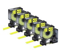 IJOSADON Rubans d'étiquettes A45018, Noir sur Jaune, 12 Mm, 19 Mm, compatibles avec D1 45018 45808 LabelManager 300 350 350D 360D, 5 ou 10 pièces(5PK)