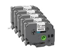 IJOSADON Tapes adhésifs forts de 12 mm 5 / 10pk compatibles avec Tze S231 S131 S631 SM931 Compatible avec Le Fabricant d'étiquettes PTH110(5PK Black on White)