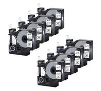 IJOSADON Tube thermorétractable 5 10PK A18055 A18056 6mm 9mm 12mm 19mm, Compatible avec l'identification du Ruban d'étiquettes d'imprimante 5200(8PK Black on White)