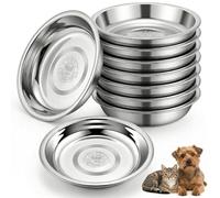 IJRPLM Lot de 8 gamelles pour chat en acier inoxydable de 14 cm peu profondes et larges - Assiettes de base de rechange pour support surélevé, pour soulager la fatigue - Gamelle pour petits chiens et