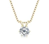 IJRXVTPZD Collier classique à six griffes incrustées de zircones - Chaîne polyvalente en velours 1 carat 2 carats - Coffret cadeau en or et argent - Cadeau de Saint-Valentin, 2 carats, Imitation