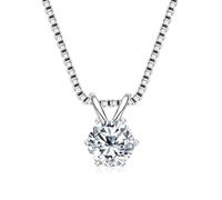 IJRXVTPZD Collier classique à six griffes incrustées de zircones - Chaîne polyvalente en velours 1 carat 2 carats - Coffret cadeau en or et argent - Cadeau de Saint-Valentin, 1 carat, Imitation