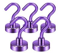 IJSDNVJNDX Crochets Magnétiques, Aimants de Terre Robustes de 27 Lb avec Crochet pour Réfrigérateur, Crochet de Croisière pour Suspendre, (Violet, Paquet de 5)