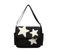 IJSDNVJNDX Sac Messager pour Femme Design Étoile Réglable Mignon Sac Messager avec Poches Latérales à Bandoulière Zippés Noir