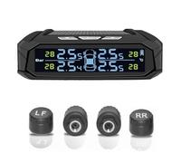 IJSDNVJNDX Système de Surveillance de la Pression des Pneus TPMS de Voiture Systèmes D'Alarme de Sécurité Automatique à Affichage Numérique à Énergie Solaire avec 4 Capteurs Externes