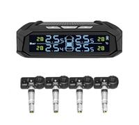 IJSDNVJNDX Système de Surveillance de la Pression des Pneus TPMS de Voiture Systèmes D'Alarme de Sécurité Automatique à Affichage Numérique à Énergie Solaire avec 4 Capteurs Internes