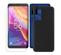 IJTYHF Coque pour TCL 501 T433D (6.00 Pouces) Housse Protection Étui Souple Silicone Phone Case Black TPU Cover + Verre trempé Film Screen Protecteur d'écran