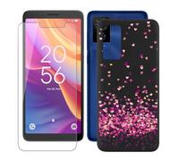 IJTYHF Coque pour TCL 501 T433D (6.00 Pouces) Housse Protection Étui Souple Silicone Phone Case Black TPU Cover + Verre trempé Film Screen Protecteur d'écran -Coeur Rouge -85