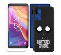 IJTYHF Coque pour TCL 501 T433D (6.00 Pouces) Housse Protection Étui Souple Silicone Phone Case Black TPU Cover + Verre trempé Film Screen Protecteur d'écran - DUO9