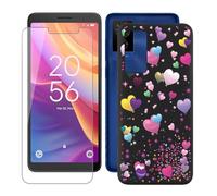 IJTYHF Coque pour TCL 501 T433D (6.00 Pouces) Housse Protection Étui Souple Silicone Phone Case Black TPU Cover + Verre trempé Film Screen Protecteur d'écran -Ballon Romantique -29
