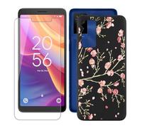 IJTYHF Coque pour TCL 501 T433D (6.00 Pouces) Housse Protection Étui Souple Silicone Phone Case Black TPU Cover + Verre trempé Film Screen Protecteur d'écran -Carthame -84