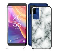 IJTYHF Coque pour TCL 501 T433D (6.00 Pouces) Housse Protection Étui Souple Silicone Phone Case Transparent TPU Cover + Verre trempé Film Screen Protecteur d'écran -Marbre -73