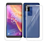 IJTYHF Coque pour TCL 501 T433D (6.00 Pouces) Housse Protection Étui Souple Silicone Phone Case Transparent TPU Cover + Verre trempé Film Screen Protecteur d'écran