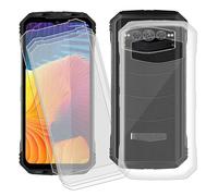 IJTYHF Protection Cover pour Doogee S100 (6.58") Coque Étui Souple Silicone TPU Shell Housse Clair Transparent Case + 4 Pack Verre trempé Film trempé écran Protecteur