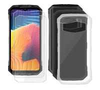 IJTYHF Protection Cover pour Doogee V30 (6.58") Coque Étui Souple Silicone TPU Shell Housse Clair Transparent+ Black 2 Pack Case + 2 Pack Verre trempé Film trempé écran Protecteur