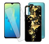 IJTYHF Protection Cover pour Wiko Power U10 W-V745 (6.82 Pouces) Coque Étui Souple Silicone TPU Shell Housse Black Case + Verre trempé Film trempé écran Protecteur -Papillon Gratuit -A30