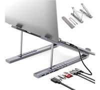 IJYHZKE Support pour ordinateur portable avec station d'accueil pour MacBook Pro, concentrateur USB C 8 en 1 pour Dell et HP, compatible avec ordinateurs portables de 10 à 17 pouces avec HDMI 4K, PD