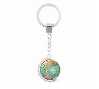 IKAAR Porte-clés en forme de globe terrestre rotatif double face avec carte du monde, multicolore, S, Motif
