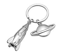 IKAAR Porte-clés mignon en métal avec pendentif fusée pour Noël, anniversaire, fête des pères