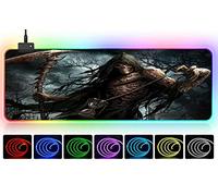 IKAEASD RGB Gaming Mouse Black Grim Reaper Skull Skeleton Huge Scythe Blood HD Cute Play étendu Tapis de Souris surdimensionné XXL 900x400 Pad de Bureau antidérapant étanche