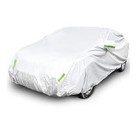 Ikaif Housse De Voiture Universelle 190T Entièrement Imperméable Respirant Rayures Pluie Neige Résistant à La Chaleur avec Poche Miroir Et Bandes Réfléchissantes (pour Sedan 3.5-4.0m)