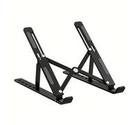 Ikaif Support élégant en Aluminium Et Silicone pour Ordinateur Portable - Réglable Et Pliable, Idéal pour Les Ordinateurs Portables Jusqu'à 17,3", Refroidissement Amélioré (Noir)