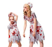IKAL Filles Zombie Sanglant Infirmière Costume Halloween Enfants Walking Dead Outfit Maman et Moi Hôpital Travailleur Uniforme pour Fête À Thème 3 PCS