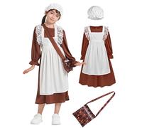 IKALI Costume victorien pour filles, robe de soubrette de village médiéval, déguisement pour enfants de 4 à 6 ans