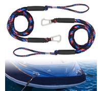 iKALULA 2 Pcs Cordon Bateau, Bungee Dock Line avec Crochet, Double Corde de Dock Tressée, Corde Élastique Amarre pour Bateau Accessoires pour Bateaux, Jet Ski, Ponton, Kayak (Noir + Bleu + Rouge)