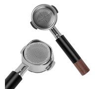 IKAPE Porte-filtre nu sans fond de 58 mm, noir - Compatible avec les machines à expresso E61, Rocket, Sanremo, Slayer, Flair 58, ECM, etc. (panier de 20 g inclus)