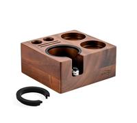 IKAPE Support de tamper à expresso 51/54/58 mm, base en bois, support de tampon en noyer naturel pour accessoires expresso de 51/54/58 mm, hauteur réglable (7 en un)