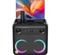 Ikarao Break X2 Machine de Karaoké avec Écran Tactile 10,1", Enceinte Bluetooth 600W, 2 Micros sans Fil et Éclairage LED - Idéal pour Anniversaires, Soirées et Événements Polyvalents