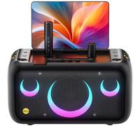 Ikarao Machine à karaoké pour adultes, avec écran de paroles intégré de 13,3 pouces, machine de karaoké vraiment tout-en-un avec 2 microphones sans fil (caché et auto-chargeur), haut-parleur Bluetooth