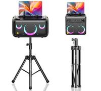 Ikarao Support d'Enceinte réglable 91-119 cm, Trépied robuste en acier au carbone, embout 35 mm, charge 30 kg, pied portable pour machine karaoké, système PA, DJ et fête, Noir