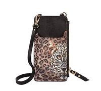 Ikaremin Pochette Telephone Portable Léopard PU | Sacs Bandoulière Femme à 6 Fentes, Portefeuille Femme Jusqu’à 6.5" | Cadeau Saint Valentin
