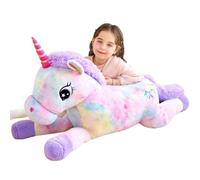 IKASA Peluche Licorne Géante Animal Jouets,Grande Licorne Mignonne Moelleuse Peluche Grosse Douce Animaux Adorable,Cadeaux pour Les Enfants