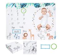 ikasus Couverture Photo Nouveau né,Tapis Mois Bébé,Couverture Etape Bébé, Fond de Photographie Prop, couvertures en Flanelle pour bébé,Cadeau Personnalisé pour garçons et Filles 75cm×100cm