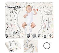 ikasus Couverture Photo Nouveau né,Tapis Mois Bébé,Couverture Etape Bébé, Fond de Photographie Prop, couvertures en Flanelle pour bébé,Cadeau Personnalisé pour garçons et Filles 75cm×100cm