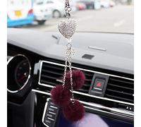ikasus Pendentif en Cristal pour Voiture - Cour - Amour - Cristal Arc-en-Ciel - Voiture Décorations avec Pompon,Fleur - Attrape-Soleil - Décoration de Voiture
